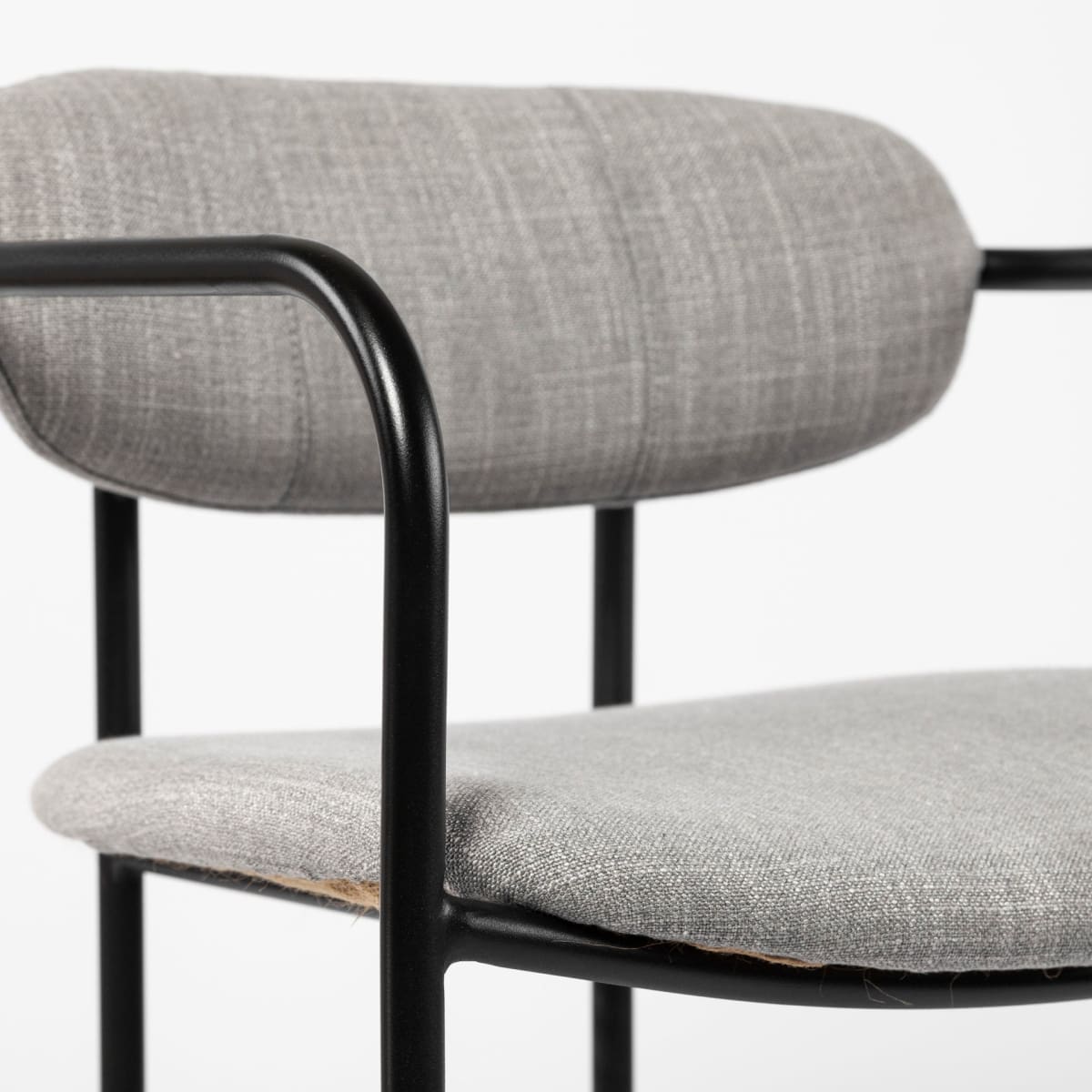 Parker Upholstered Dining Chair Gray Fabric | Black Metal - dining-chairs