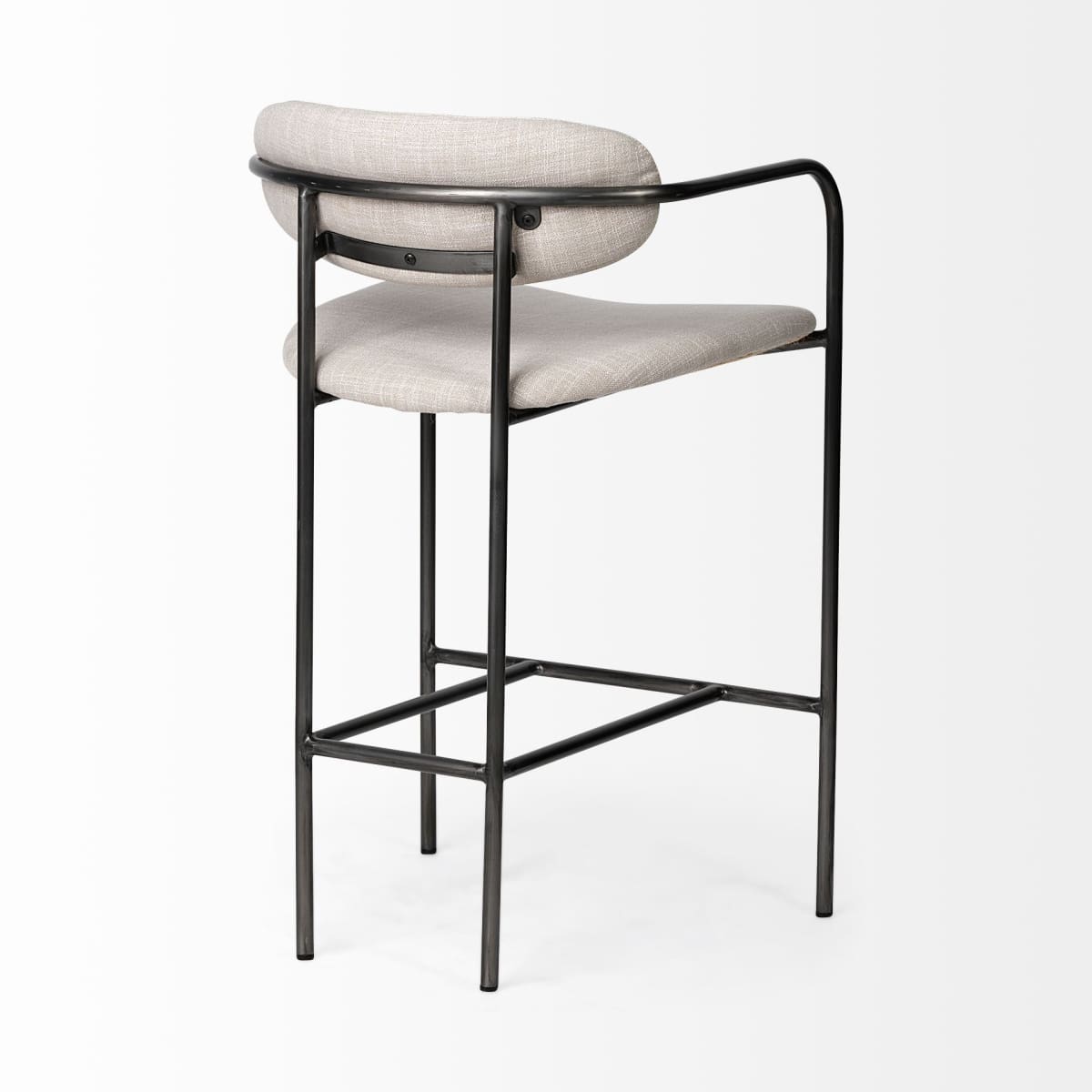 Parker Upholstered Seat Bar Counter Stool Beige Fabric | Grey Metal | Counter - bar-stools