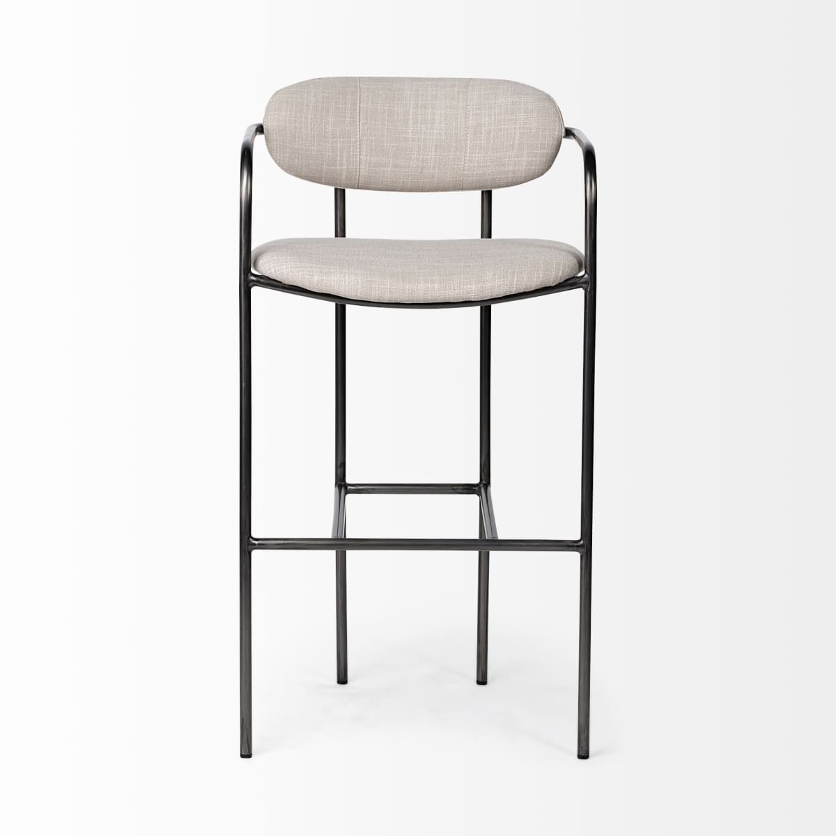 Parker Upholstered Seat Bar Counter Stool Beige Fabric | Grey Metal | Bar - bar-stools