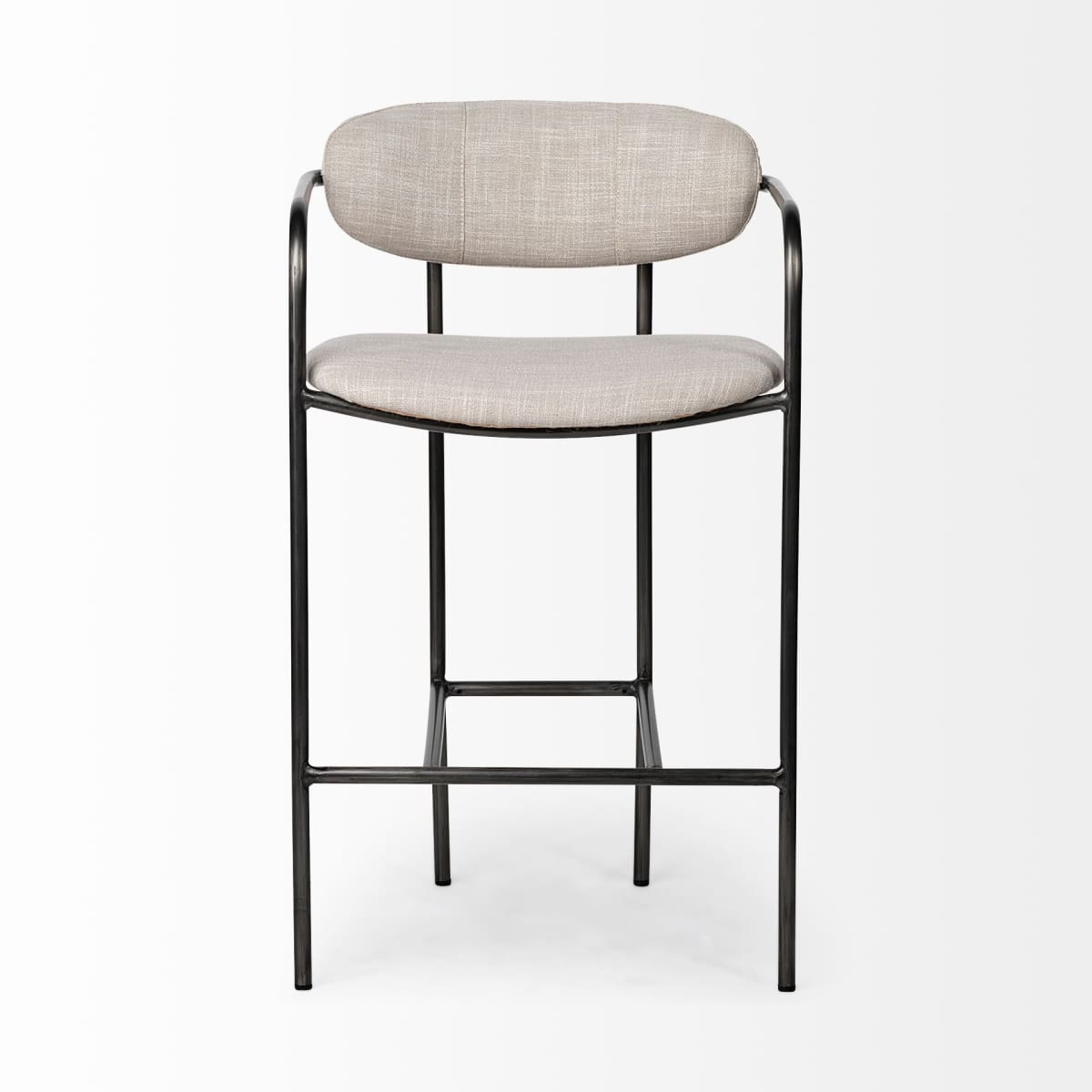 Parker Upholstered Seat Bar Counter Stool Beige Fabric | Grey Metal | Counter - bar-stools