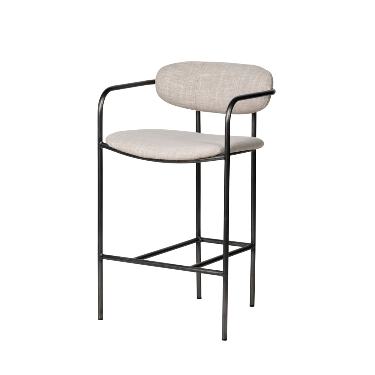 Parker Upholstered Seat Bar Counter Stool Beige Fabric | Grey Metal | Counter - bar-stools
