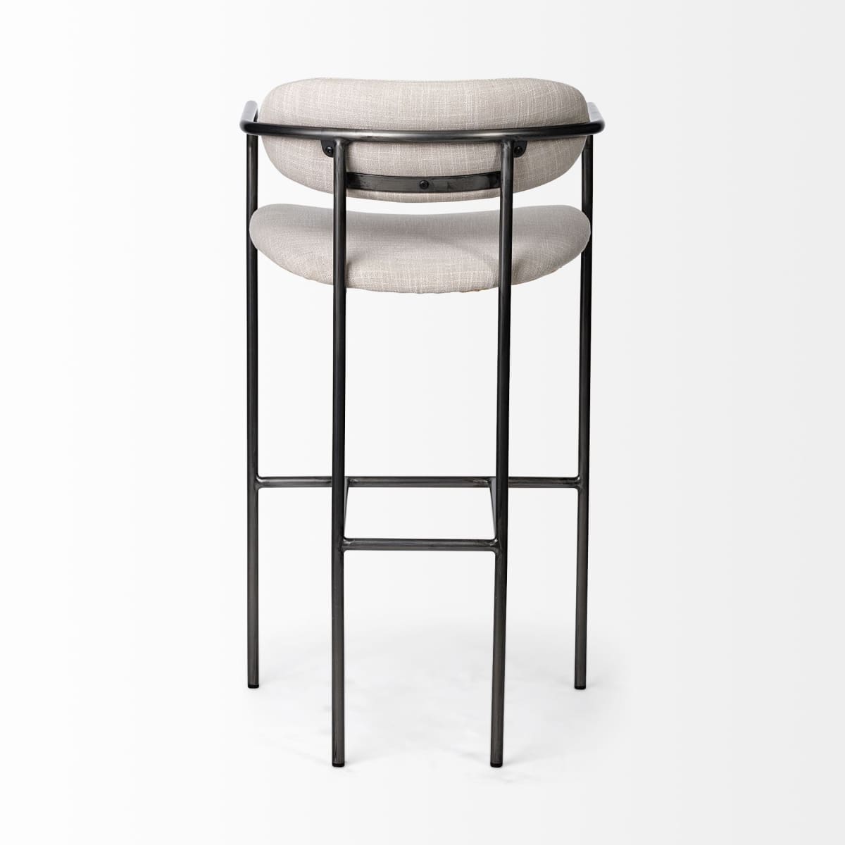 Parker Upholstered Seat Bar Counter Stool Beige Fabric | Grey Metal | Bar - bar-stools