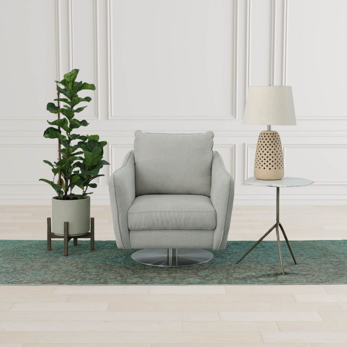 Patio Round Large Standing Pot - Cement Grey - lh-import-vases