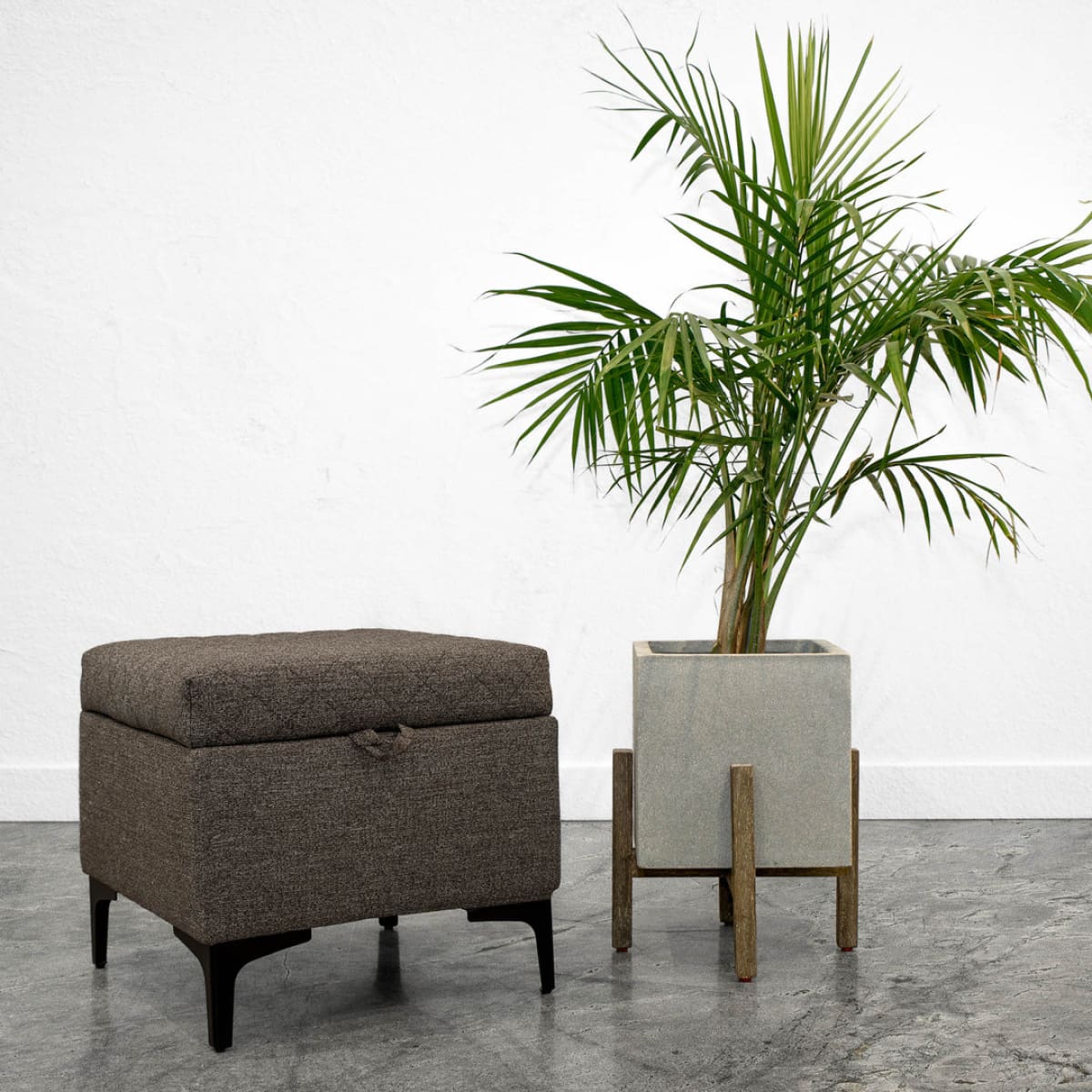 Patio Square Standing Pot - Natural Stone - lh-import-vases