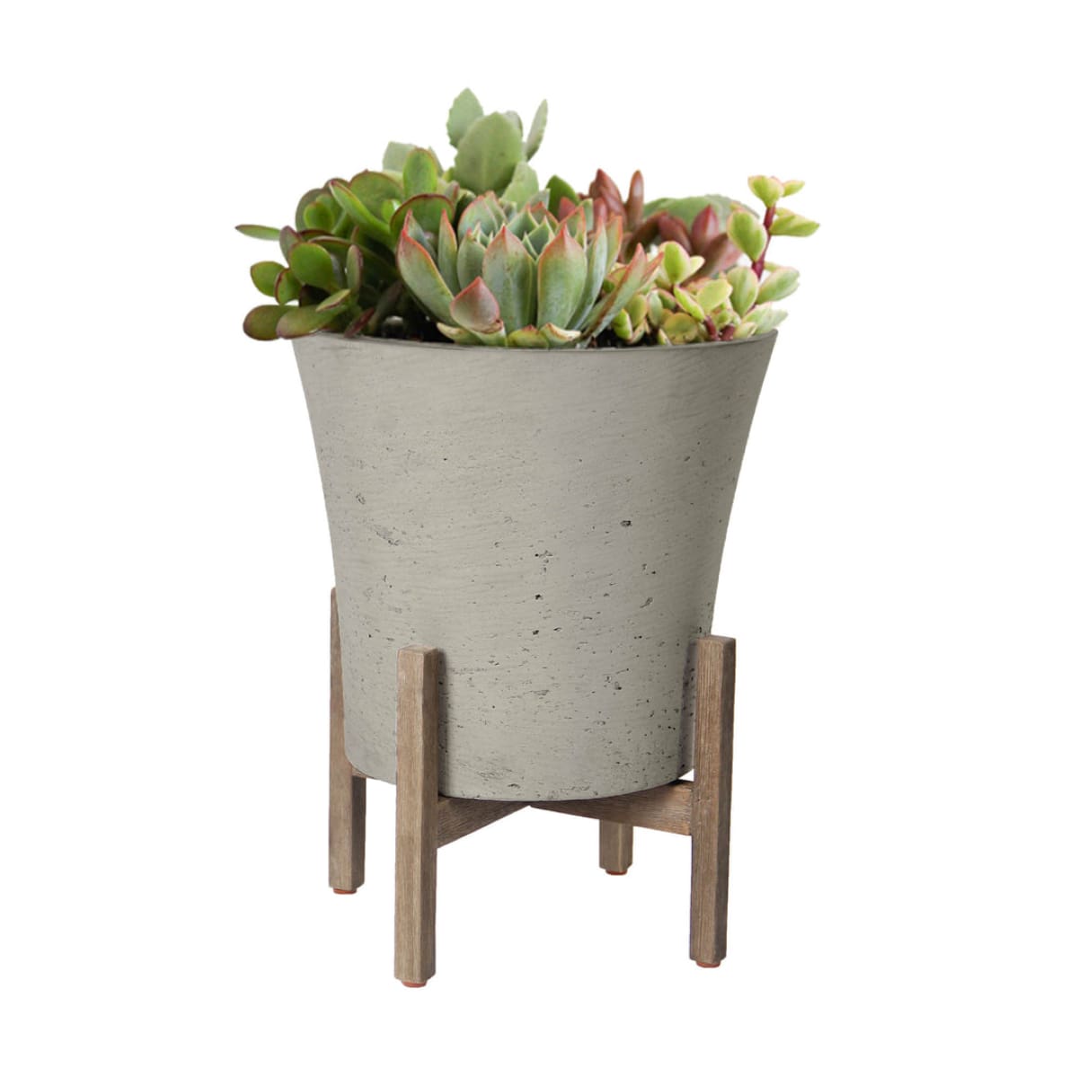 Patio Tapered Large Standing Pot - Cement Grey - lh-import-vases