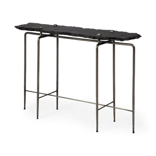Pinera Console Table Black Slate | Iron - console-tables
