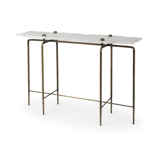 Pinera Console Table White Marble | Gold Iron - console-tables