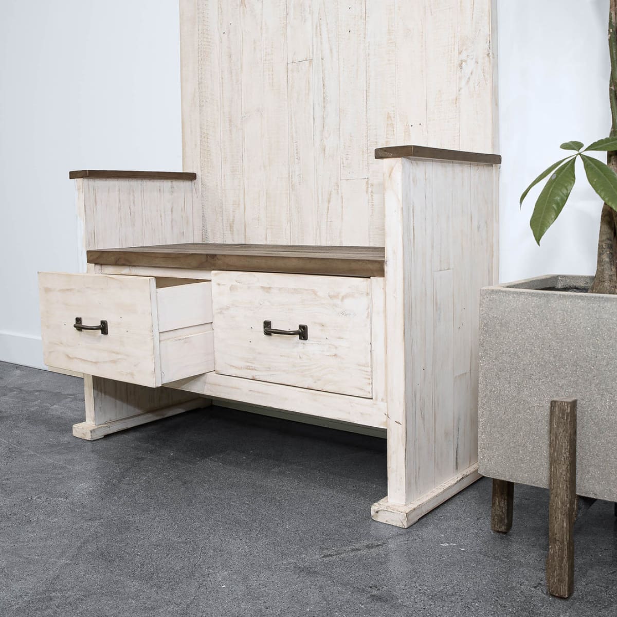 Provence Hall Bench 2 Drawer - lh-import-dining-benches