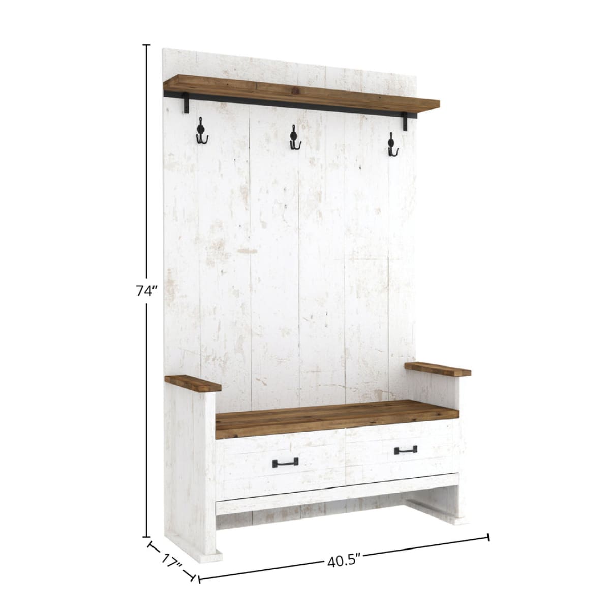 Provence Hall Bench 2 Drawer - lh-import-dining-benches