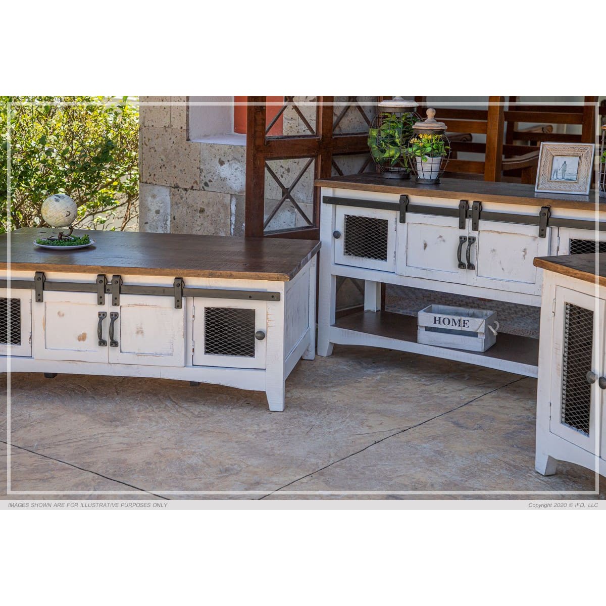 Pueblo White Console Table - 55 x 16-1/2 x 30-1/4 - CONSOLE TABLE