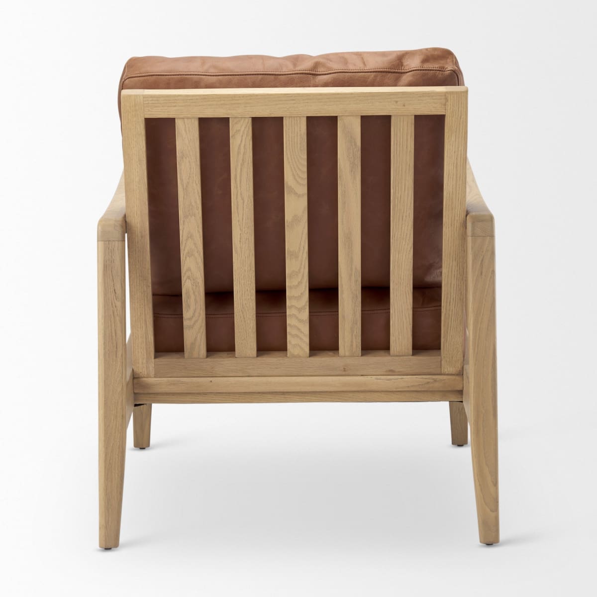 Raeleigh Leather Accent Chair Cognac Leather | Light Brown Wood - accent-chairs