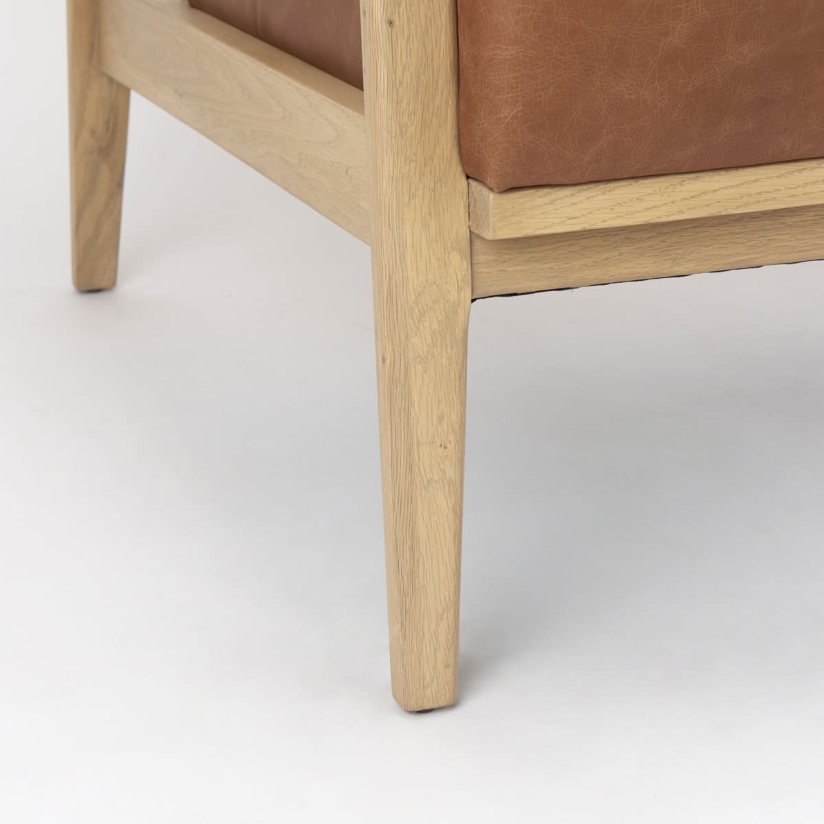 Raeleigh Leather Accent Chair Cognac Leather | Light Brown Wood - accent-chairs