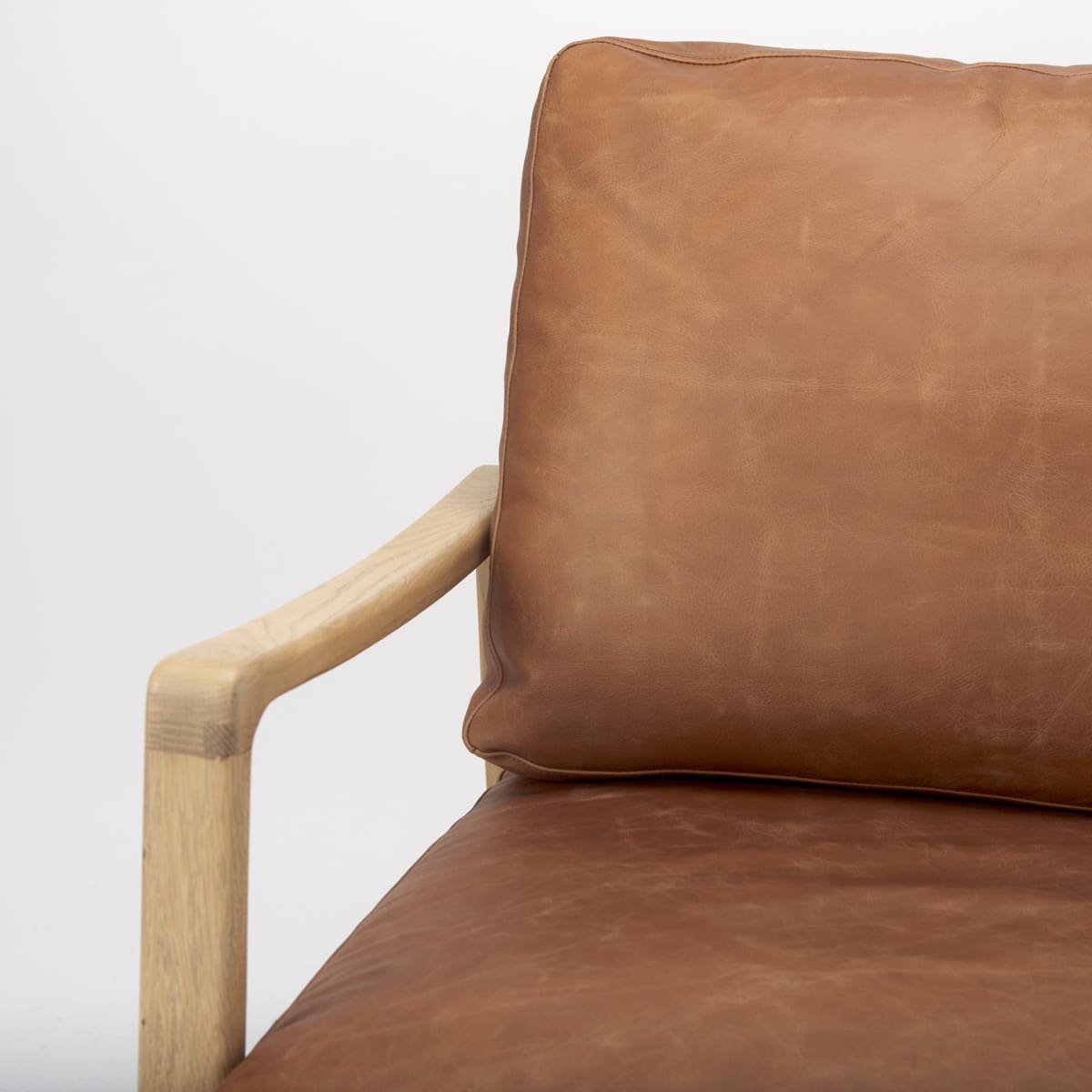 Raeleigh Leather Accent Chair Cognac Leather | Light Brown Wood - accent-chairs