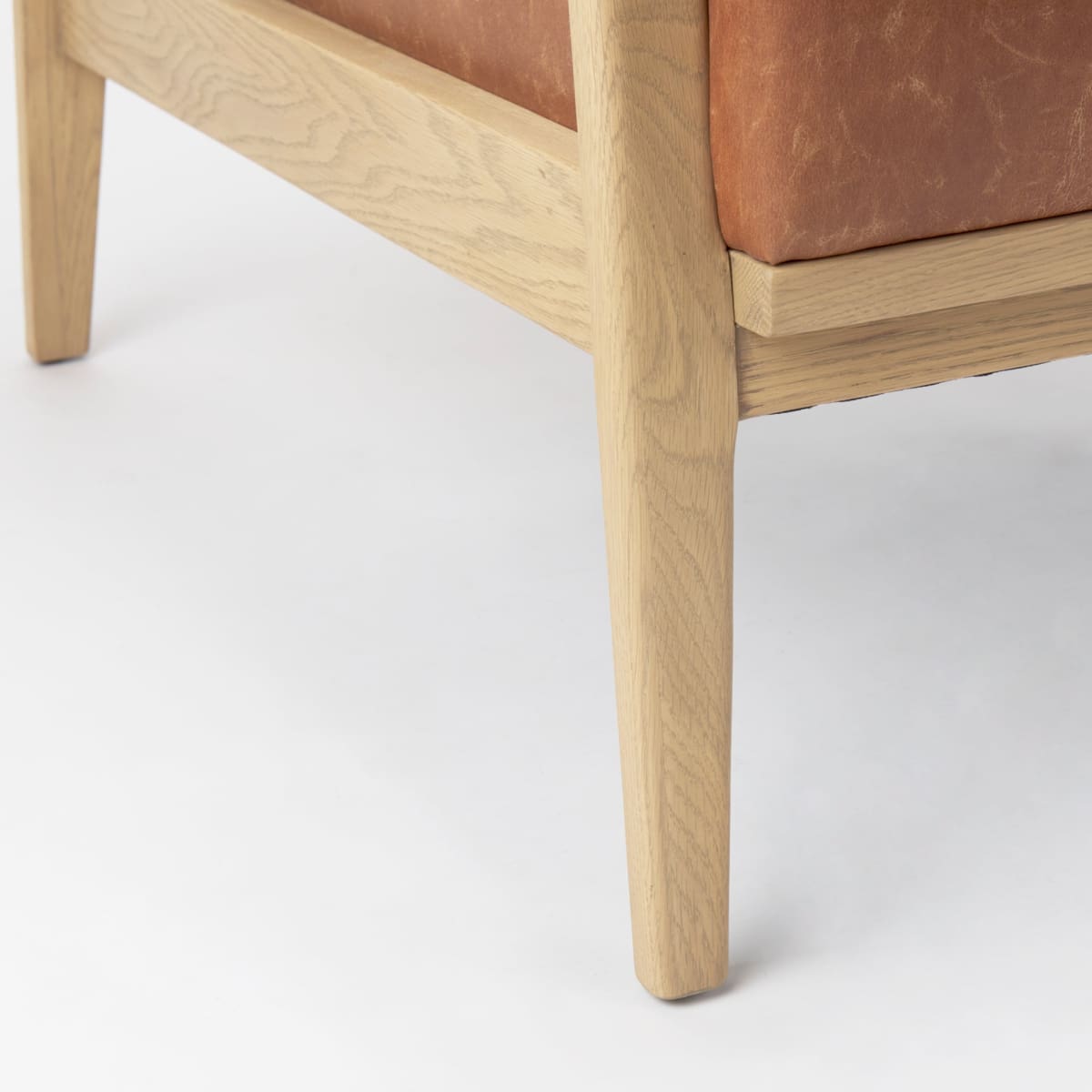 Raeleigh Leather Accent Chair Light Cognac Leather | Brown Wood - accent-chairs