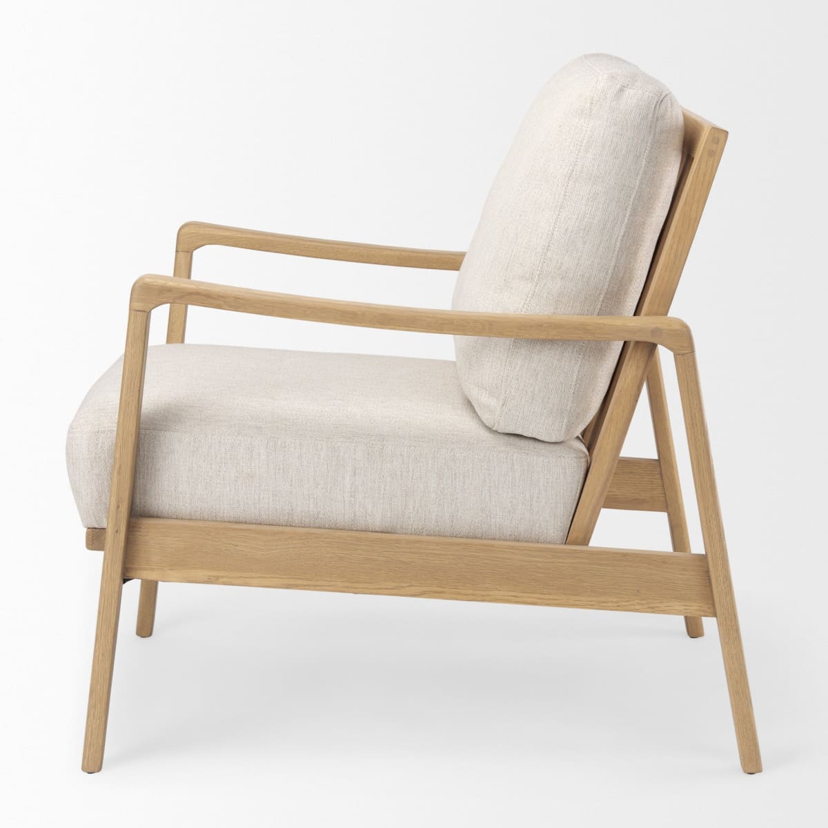 Raeleigh Upholstered Accent Chair Cream Fabric | Light Brown Wood - accent-chairs