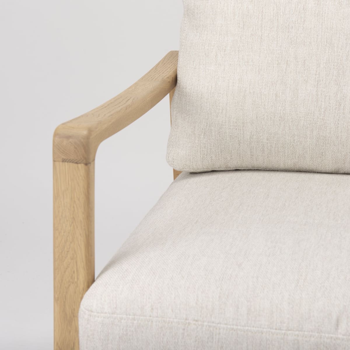 Raeleigh Upholstered Accent Chair Cream Fabric | Light Brown Wood - accent-chairs