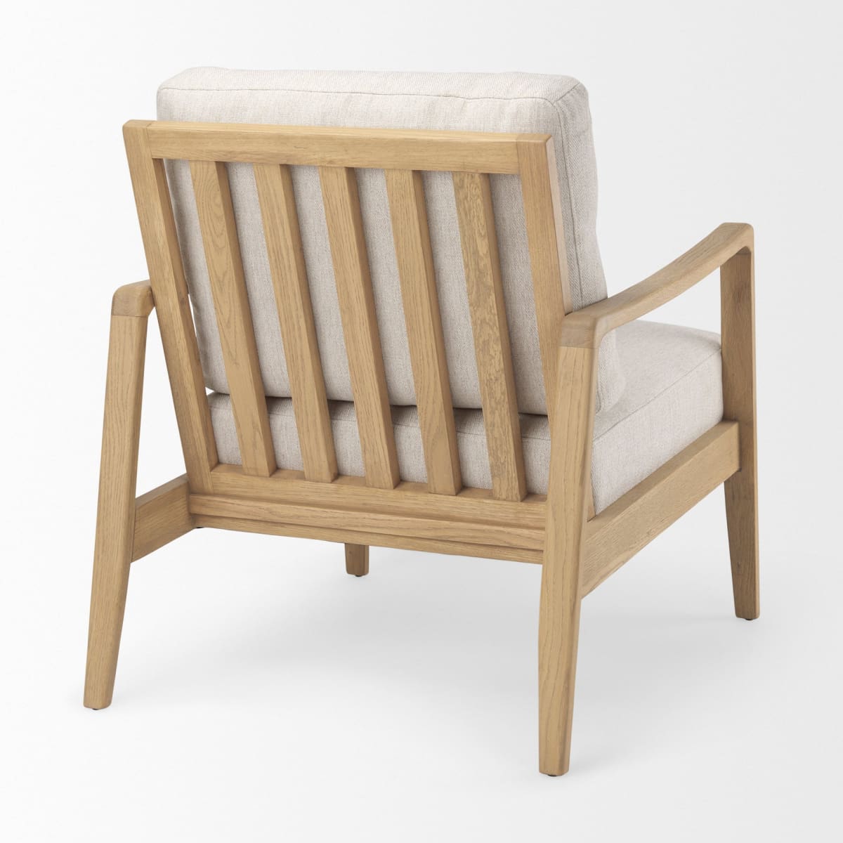 Raeleigh Upholstered Accent Chair Cream Fabric | Light Brown Wood - accent-chairs