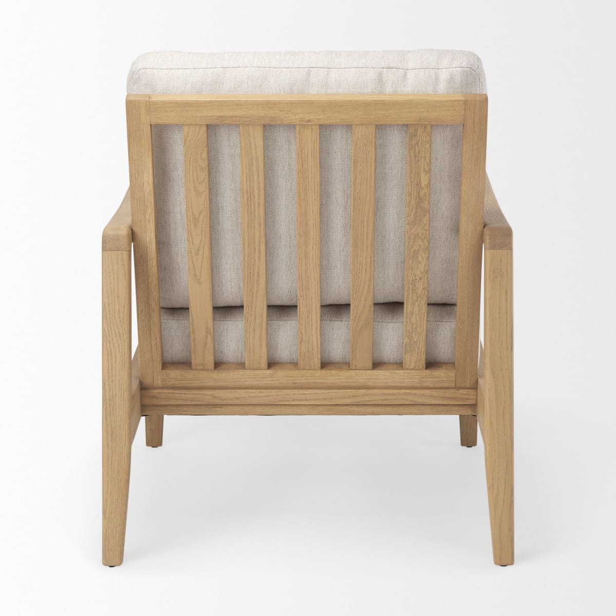 Raeleigh Upholstered Accent Chair Cream Fabric | Light Brown Wood - accent-chairs