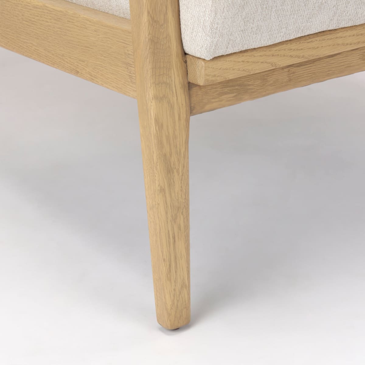 Raeleigh Upholstered Accent Chair Cream Fabric | Light Brown Wood - accent-chairs