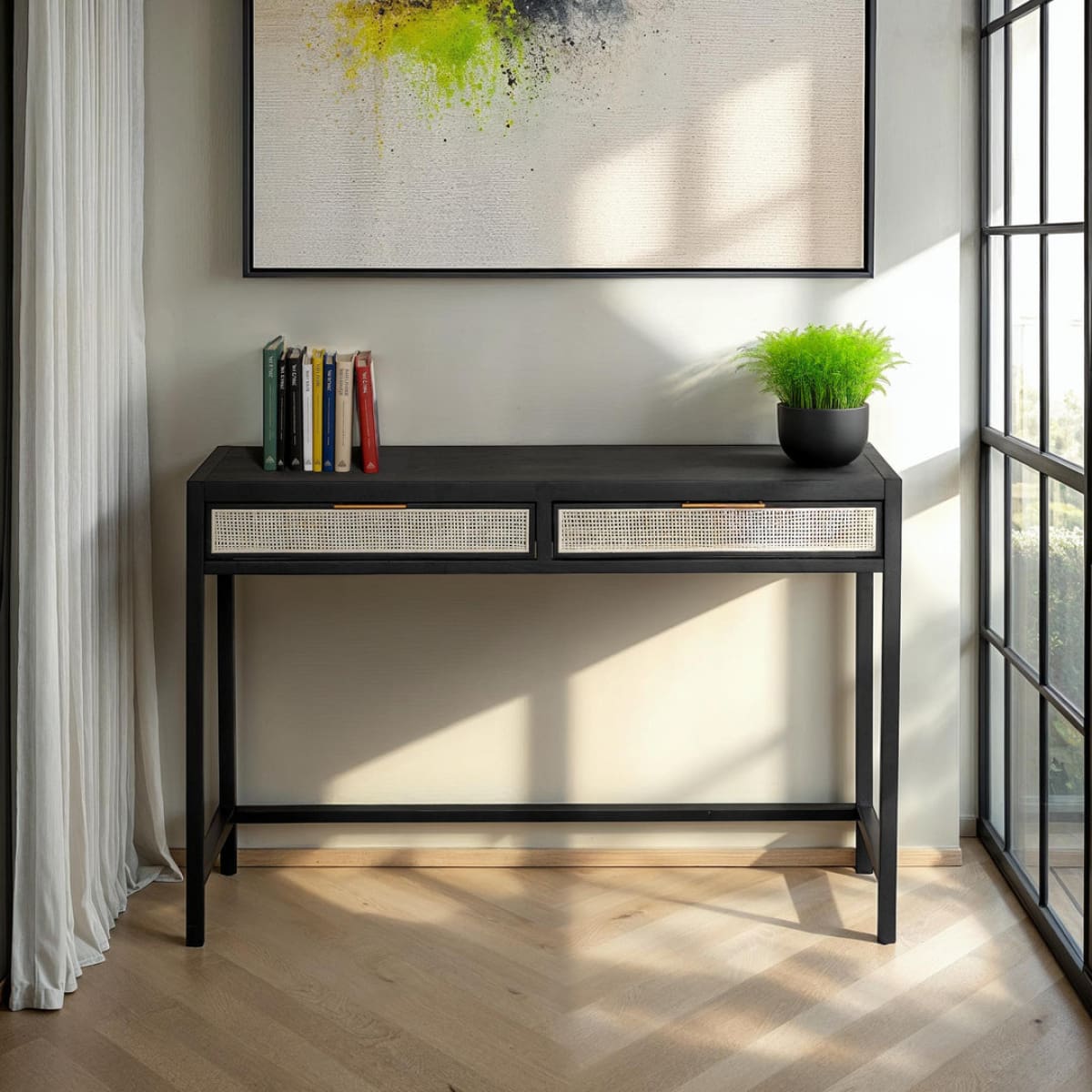 Rattan Desk - Ebony - lh-import-desks