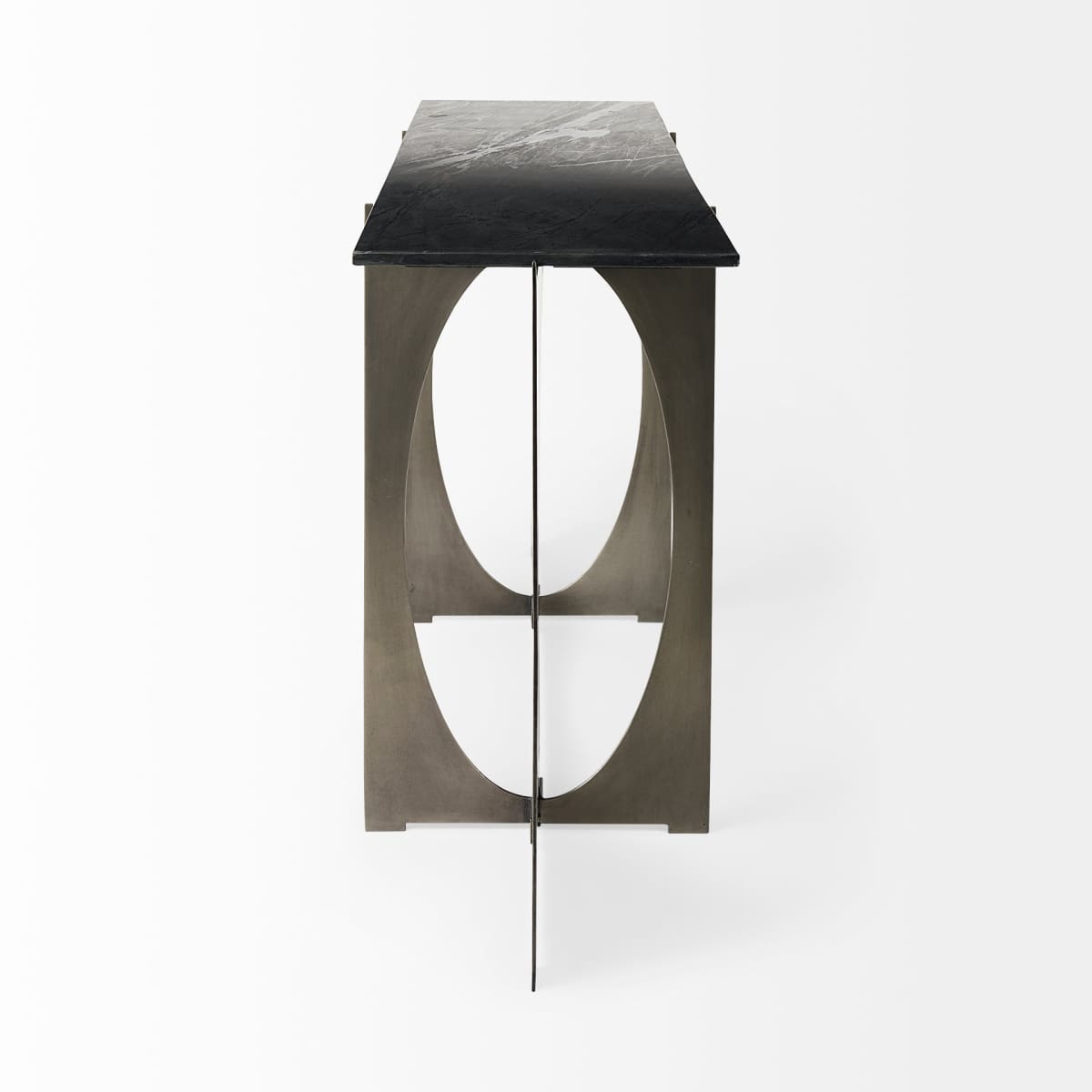Reinhold Console Table Black Marble | Nickel Metal - console-tables