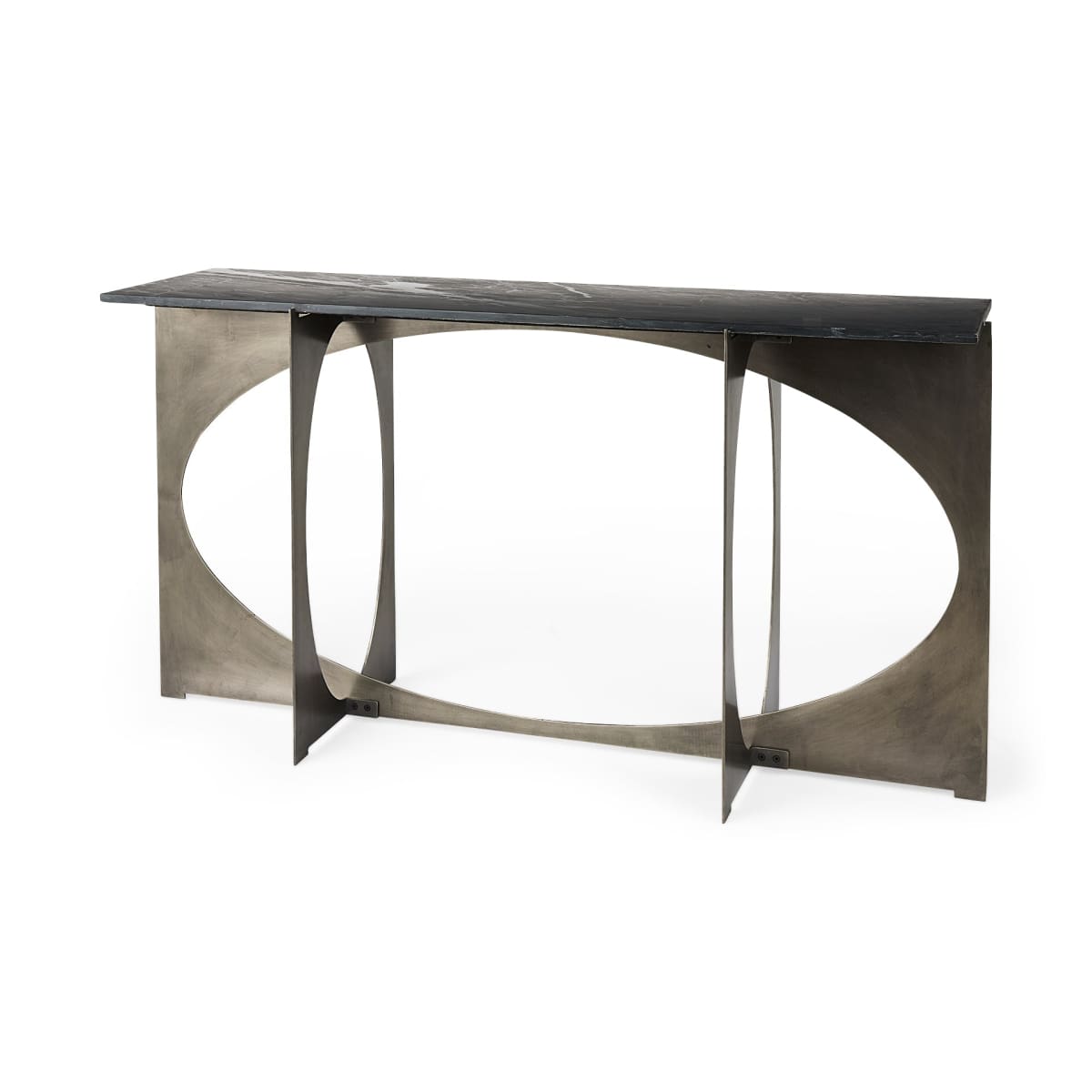 Reinhold Console Table Black Marble | Nickel Metal - console-tables