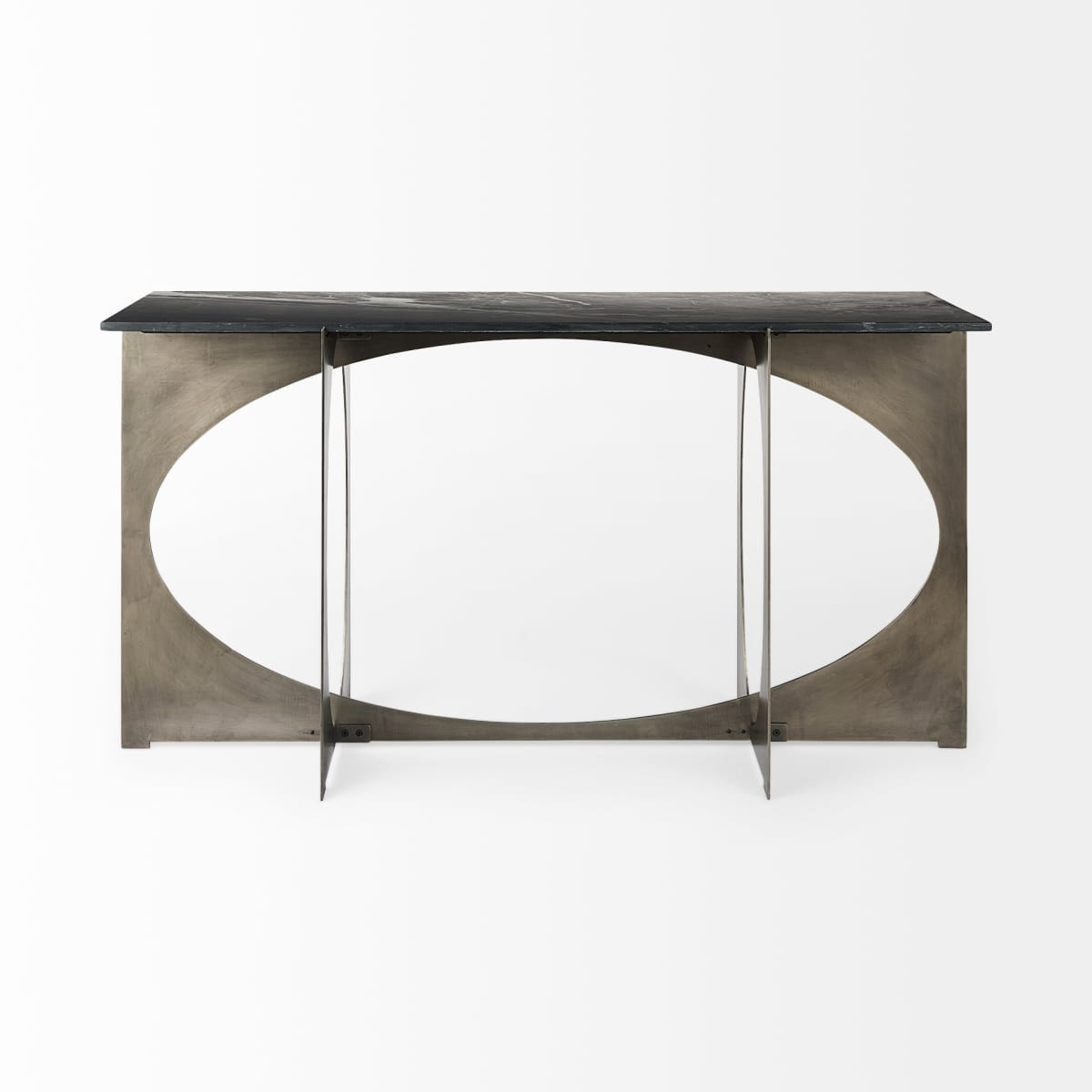 Reinhold Console Table Black Marble | Nickel Metal - console-tables