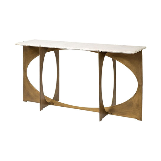 Reinhold Console Table White Marble | Gold Metal - console-tables