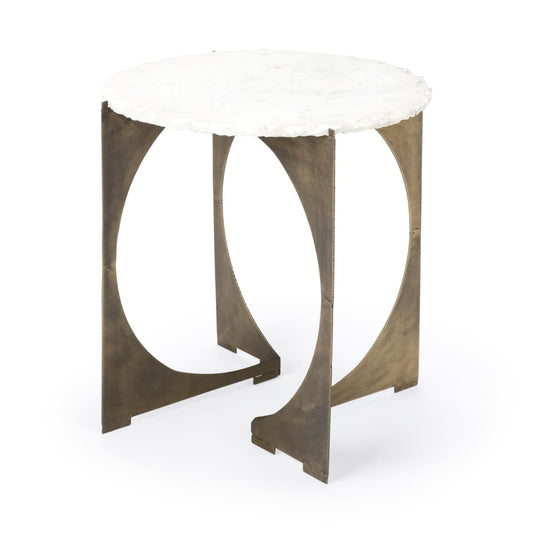 Reinhold End Side Table Marble Top | Gold Metal - end-and-side-tables