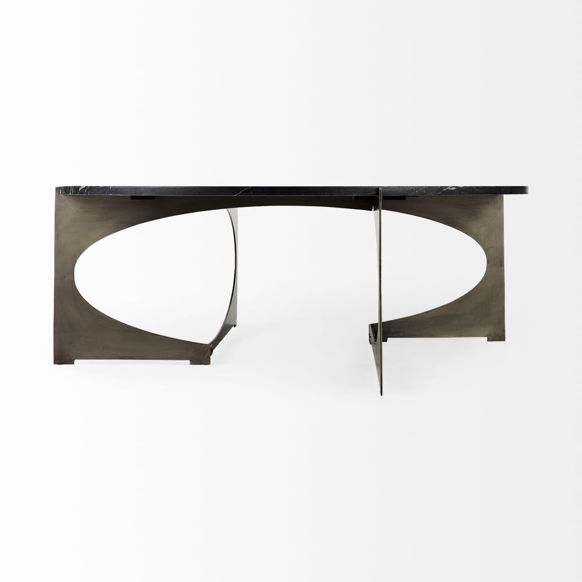 Reinhold Round Coffee Table Black Marble | Nickel Metal | Round - coffee-tables