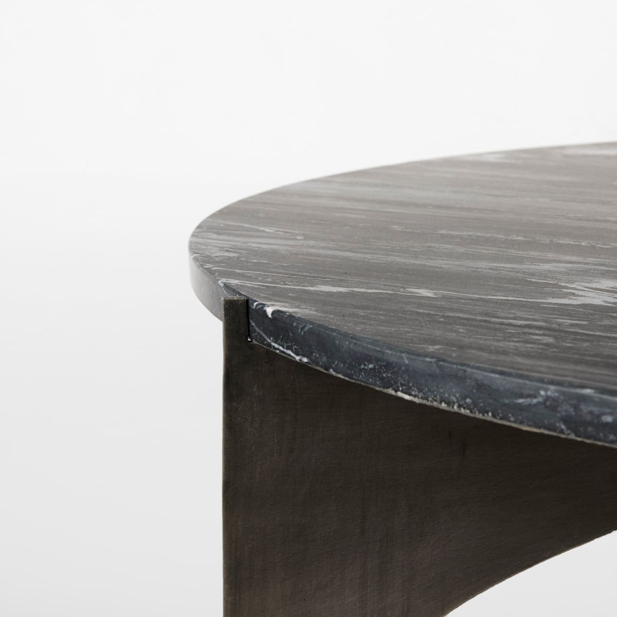Reinhold Round Coffee Table Black Marble | Nickel Metal | Round - coffee-tables