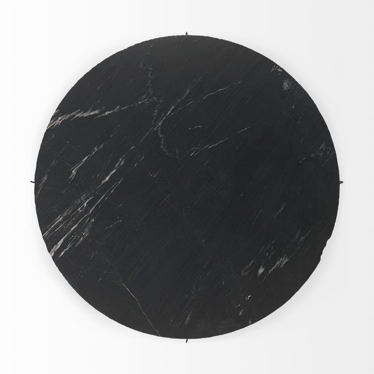 Reinhold Round Coffee Table Black Marble | Nickel Metal | Round - coffee-tables