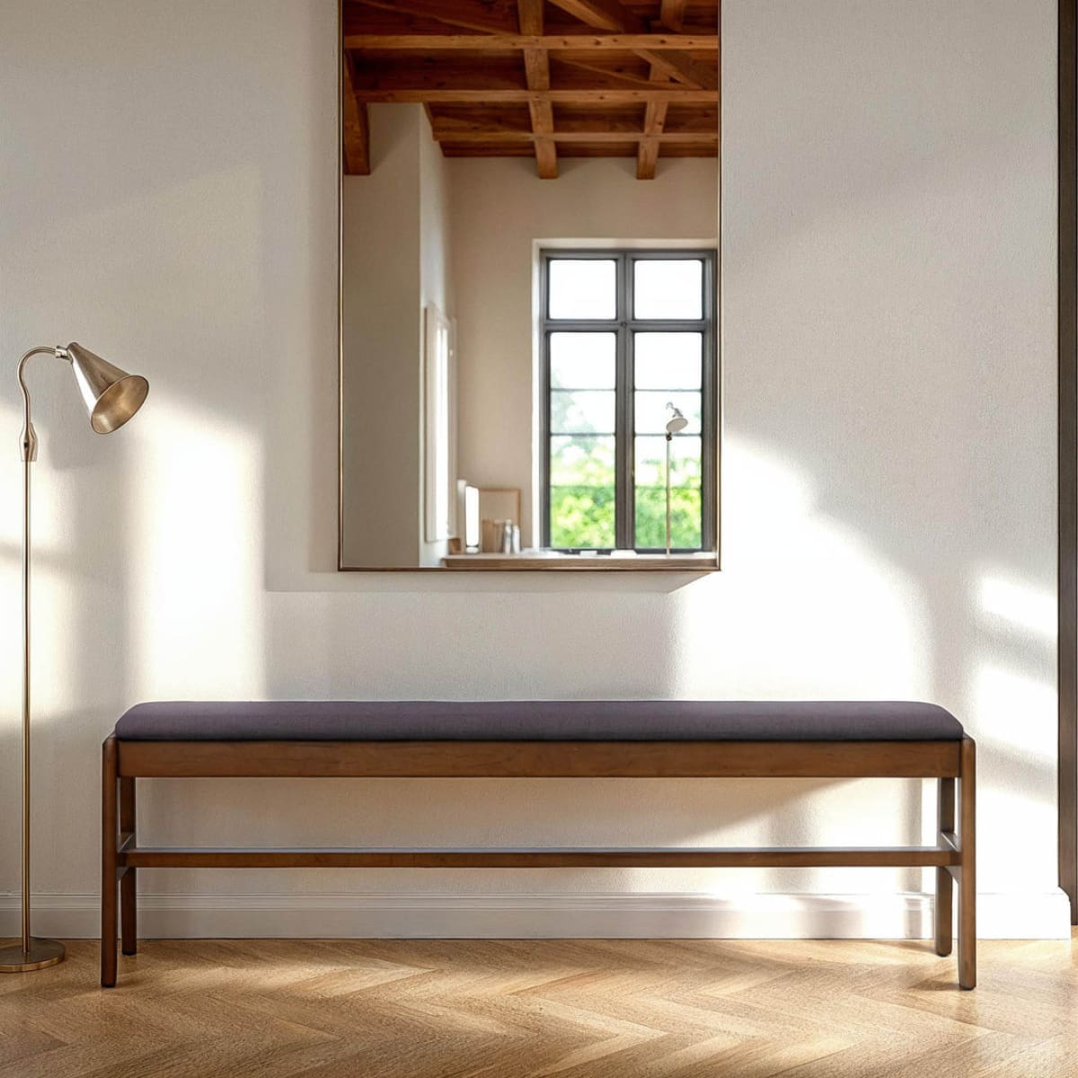 Remix Upholstered Bench - Grey - lh-import-dining-benches