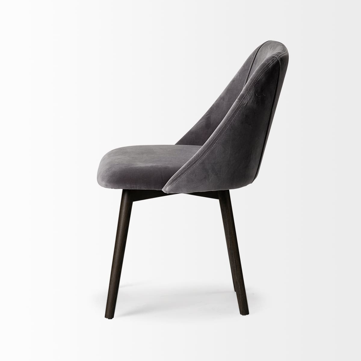 Ronald Dining Chair Gray Velvet | Black Wood (Side Chair) - dining-chairs