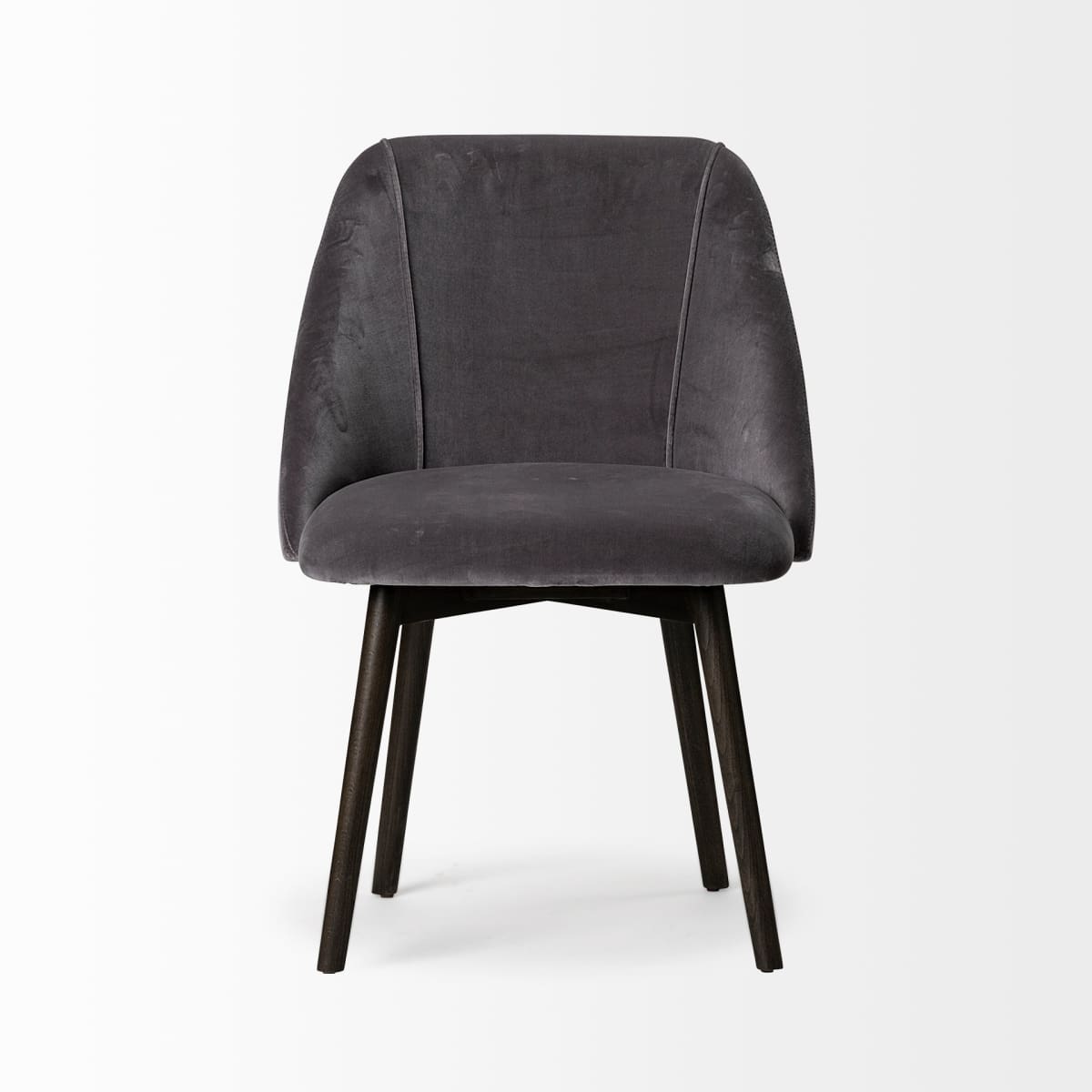 Ronald Dining Chair Gray Velvet | Black Wood (Side Chair) - dining-chairs