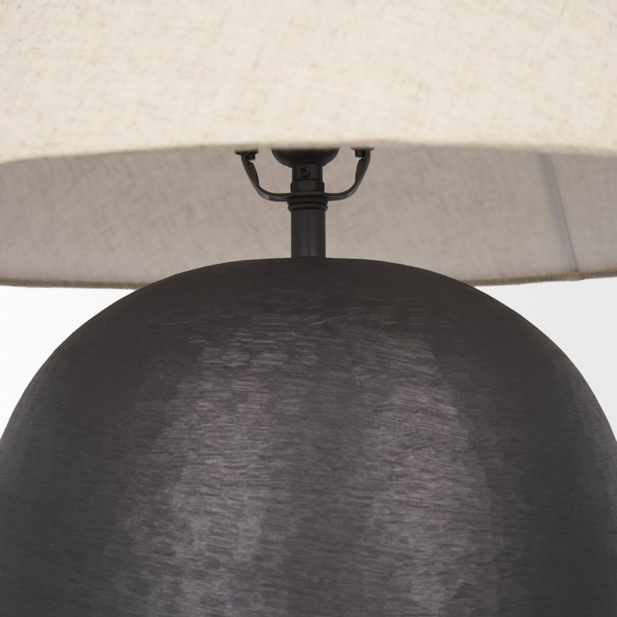 Sadiyah Table Lamp Black Metal | Natural Shade - table-lamps