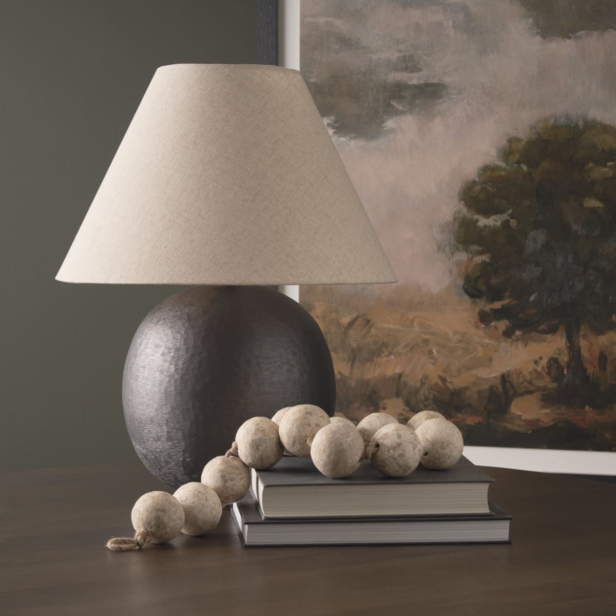 Sadiyah Table Lamp Black Metal | Natural Shade - table-lamps