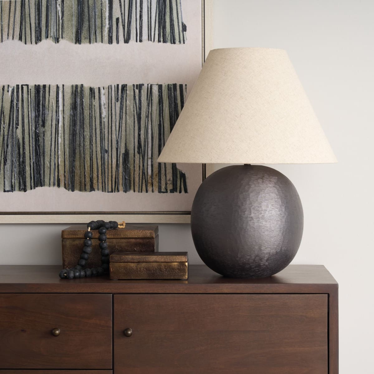 Sadiyah Table Lamp Black Metal | Natural Shade - table-lamps