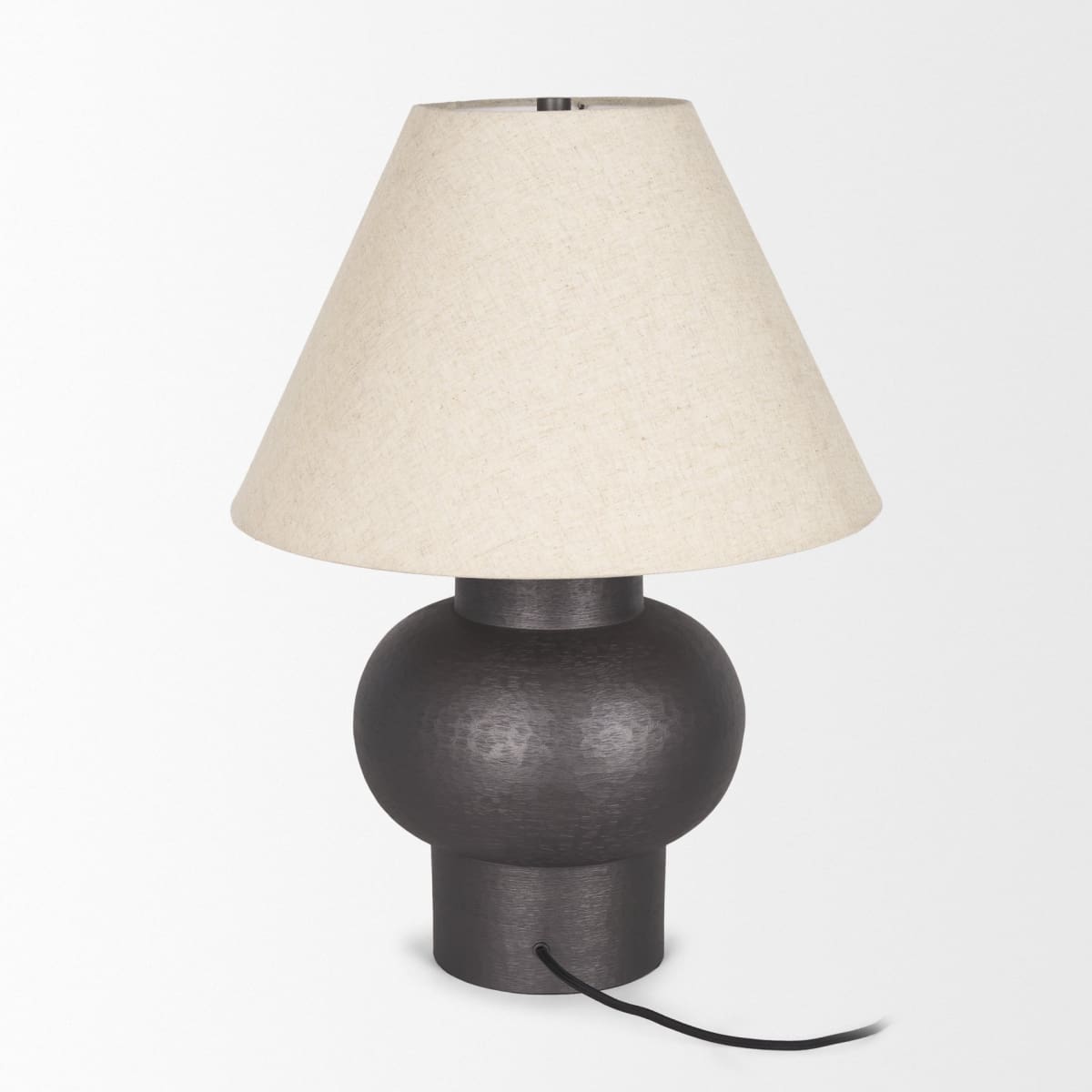 Salaah Table Lamp Black Metal | Natural Shade - table-lamps