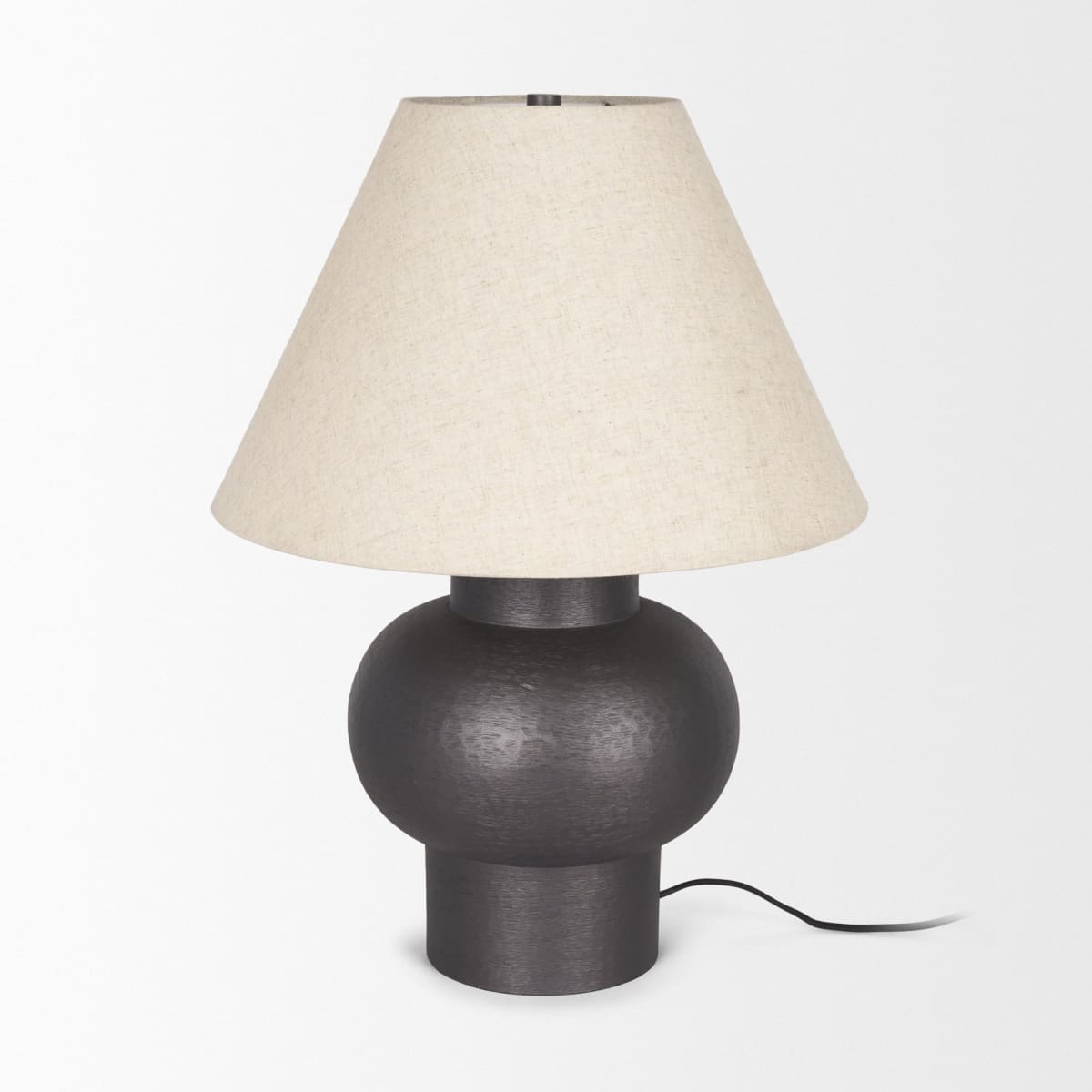 Salaah Table Lamp Black Metal | Natural Shade - table-lamps