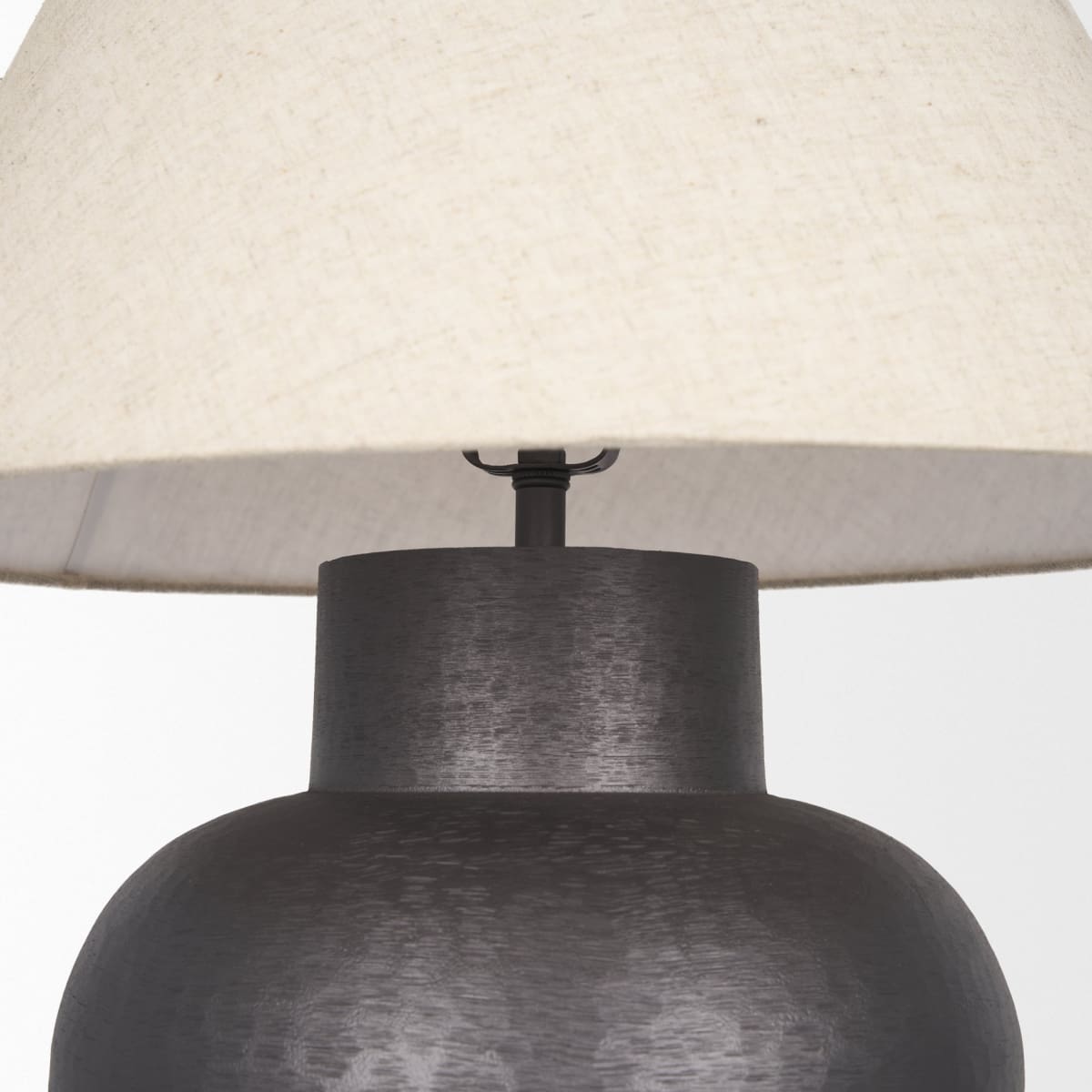 Salaah Table Lamp Black Metal | Natural Shade - table-lamps