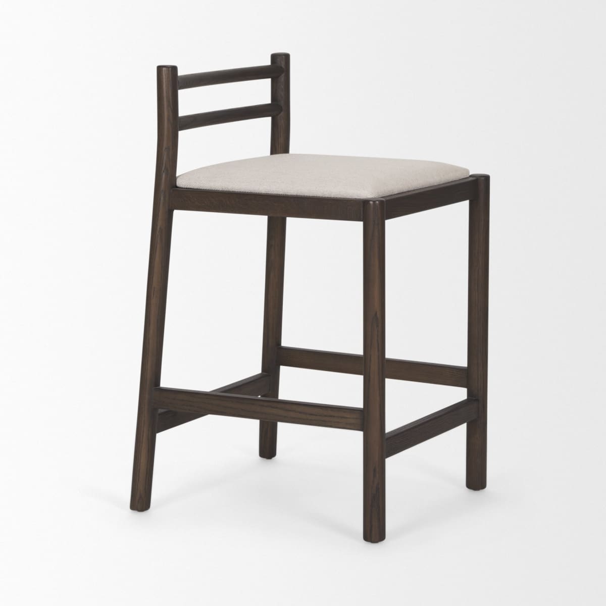 Sam Upholstered Seat Counter Stool Dark Brown Wood | Cream Fabric - bar-stools