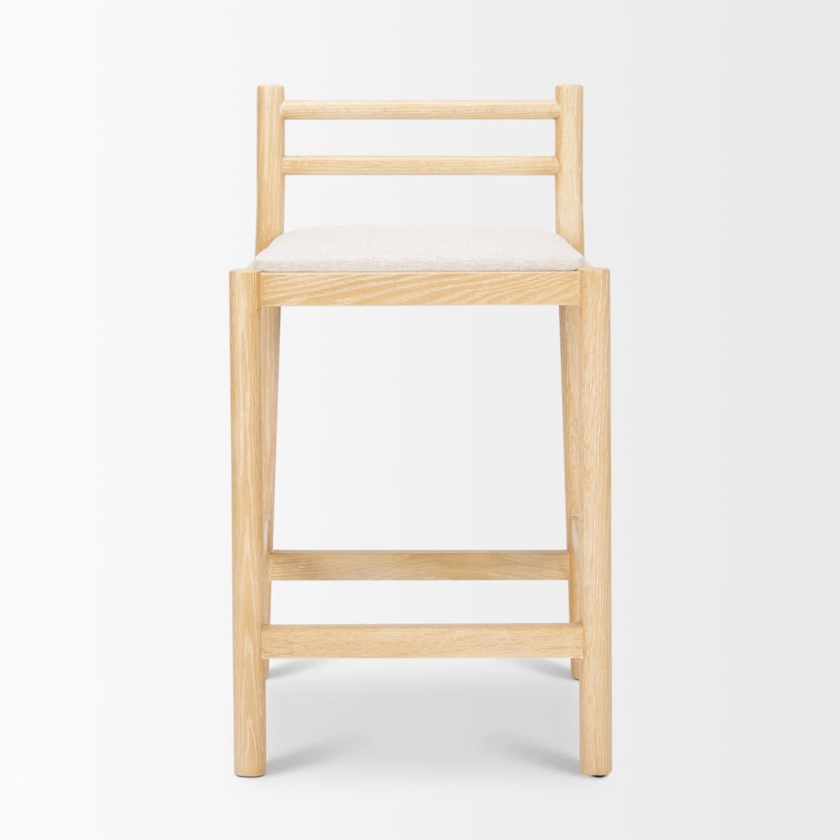 Sam Upholstered Seat Counter Stool Light Brown Wood | Beige Fabric - bar-stools