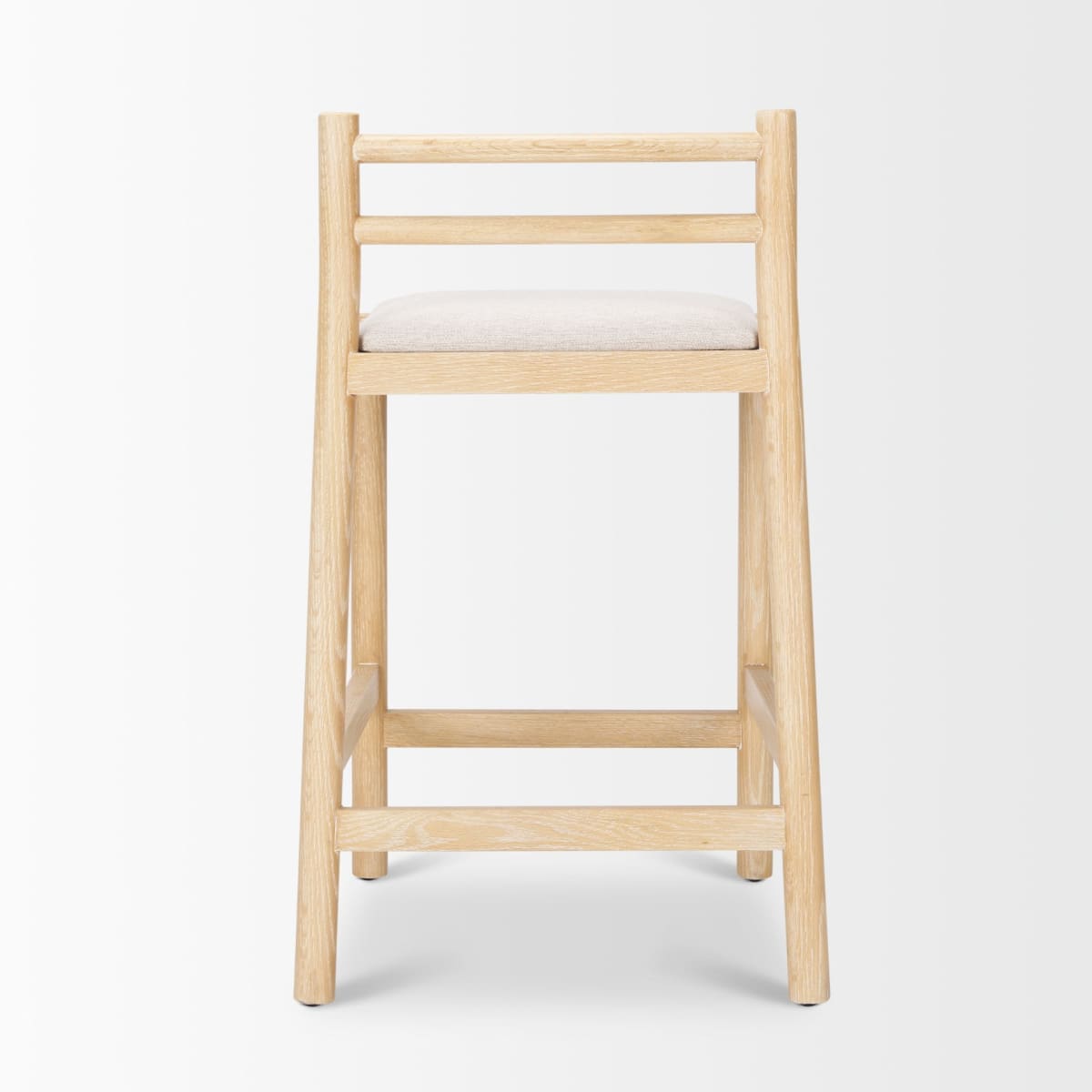 Sam Upholstered Seat Counter Stool Light Brown Wood | Beige Fabric - bar-stools