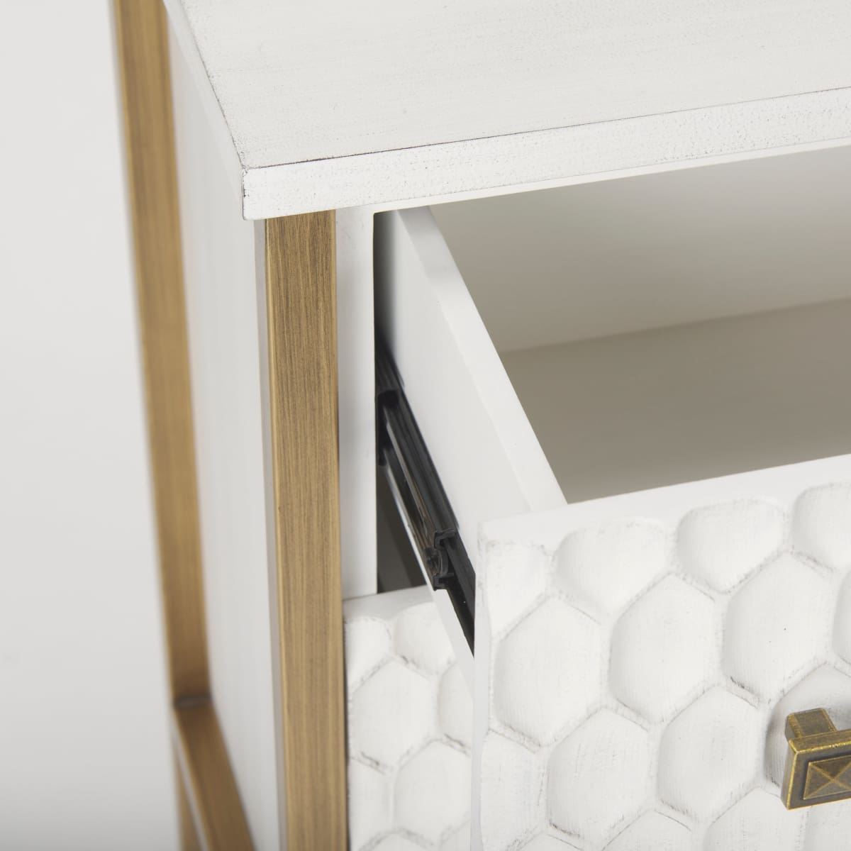 Savannah Gold Accent Cabinet 3 Drawer White | Gold Metal | 3 Drawer - acc-chest-cabinets