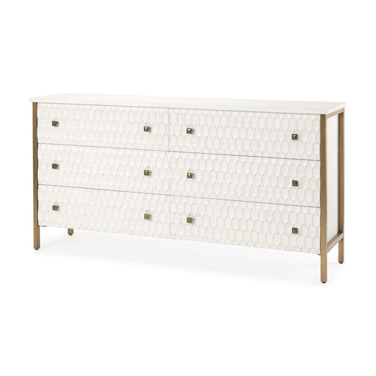 Savannah Gold Sideboard White | Gold Metal | 6 Drawer - sideboards-and-buffets