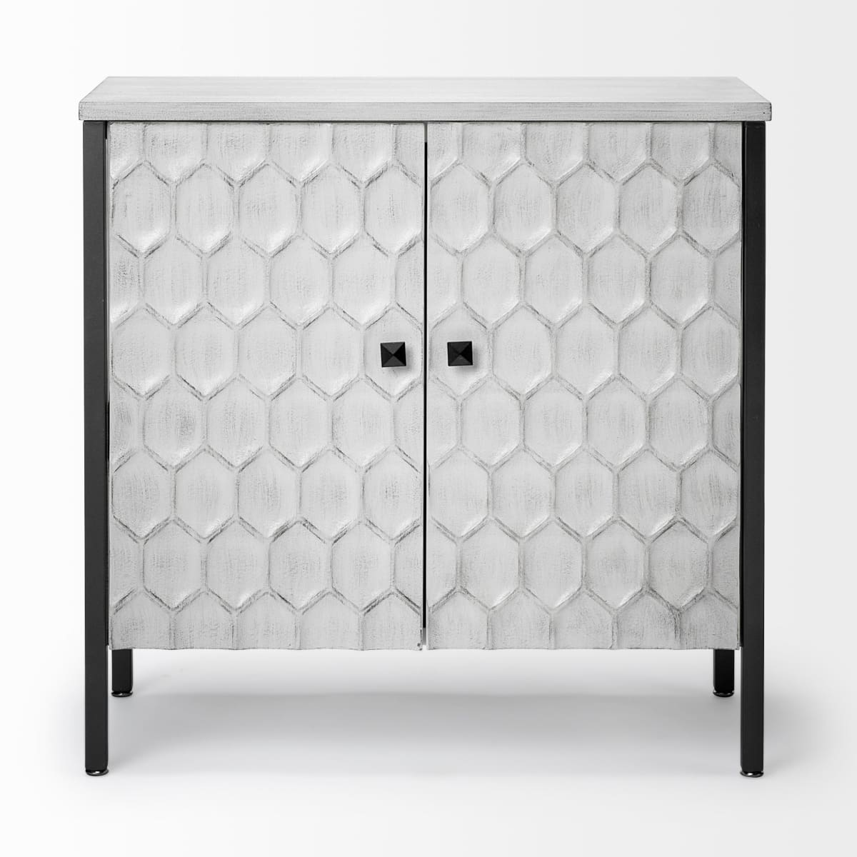 Savannah Gray Accent Cabinet 2 Door White | Gray Metal | 2 Door - acc-chest-cabinets