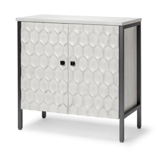 Savannah Gray Accent Cabinet 2 Door White | Gray Metal | 2 Door - acc-chest-cabinets