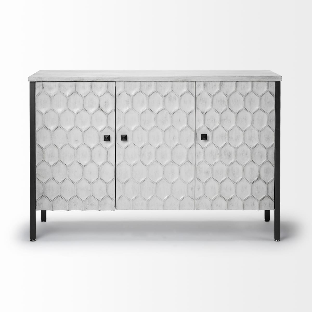 Savannah Gray Accent Cabinet 3 Door White | Gray Metal | 3 Door - acc-chest-cabinets