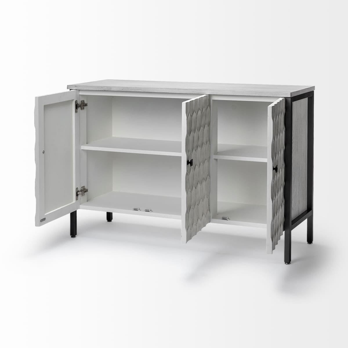Savannah Gray Accent Cabinet 3 Door White | Gray Metal | 3 Door - acc-chest-cabinets